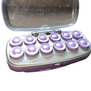 Conair Ion Shine 12 jumbo flocked hot curlers with clips CHV14IR pageant purple